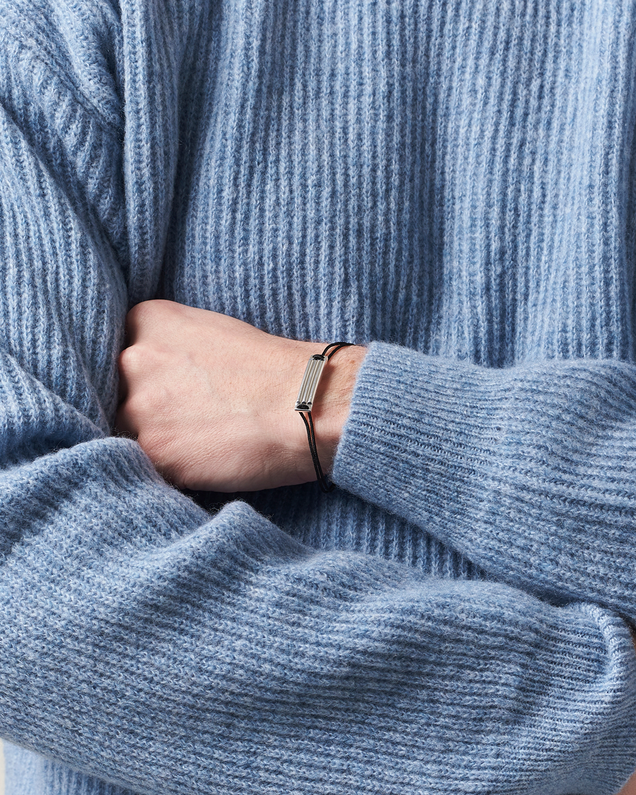 Herr | LE GRAMME Godron Cord Bracelet Black/Sterling Silver | LE GRAMME | Godron Cord Bracelet Black/Sterling Silver
