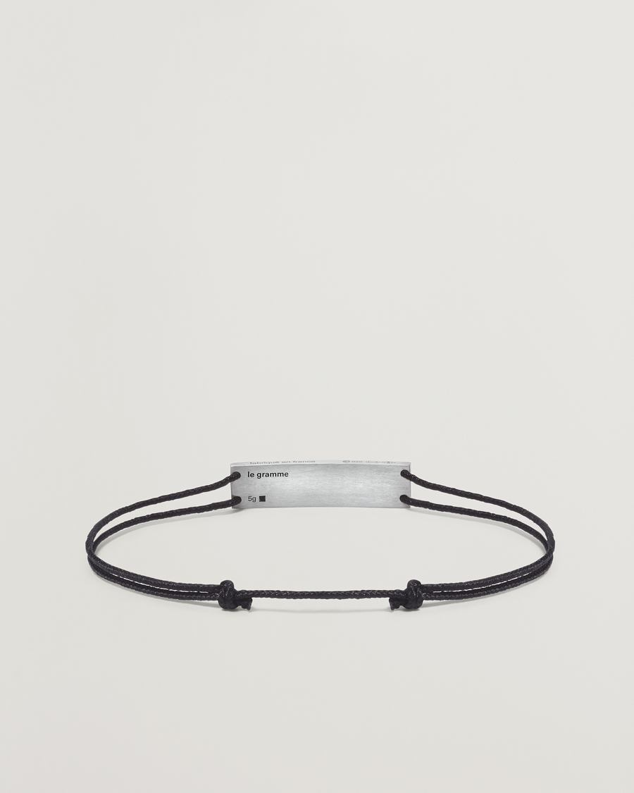 Herr | Armband | LE GRAMME | Godron Cord Bracelet Black/Sterling Silver 