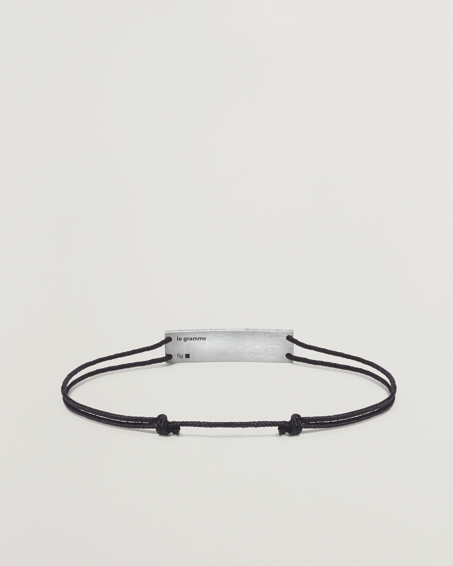 Herr | LE GRAMME Godron Cord Bracelet Black/Sterling Silver | LE GRAMME | Godron Cord Bracelet Black/Sterling Silver