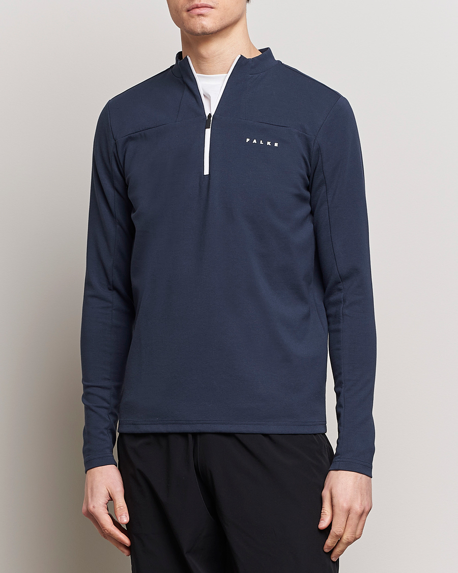 Herr | Falke Sport | Falke Sport | Falke Organic Cotton Mix Half Zip Space Blue