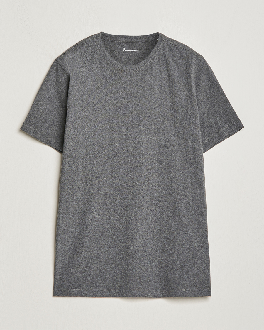 Herr | T-Shirts | KnowledgeCotton Apparel | Agnar Basic T-Shirt Dark Grey Melange