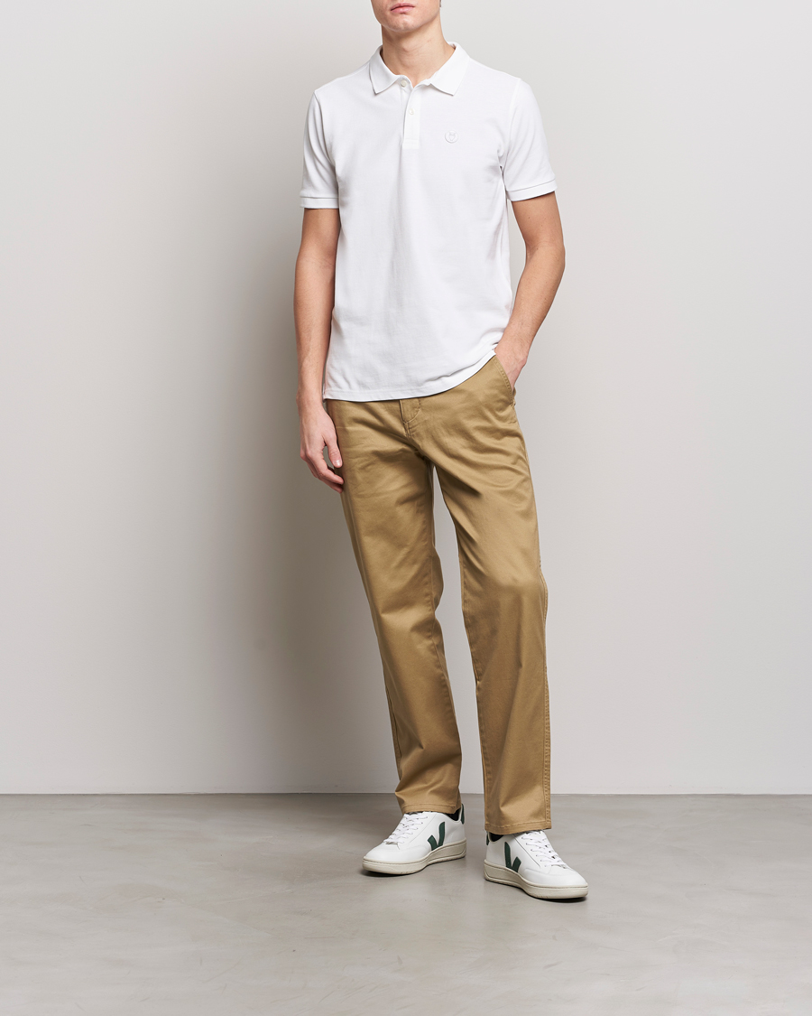 Herr | Pikéer | KnowledgeCotton Apparel | Toke Badge Polo Bright White