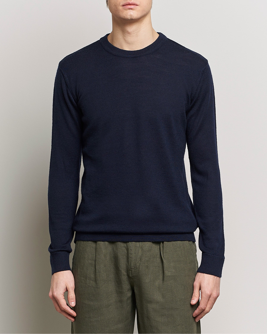 Herr | Pullover rundhals | KnowledgeCotton Apparel | Regular Merino Knit Crew Neck Total Eclipse