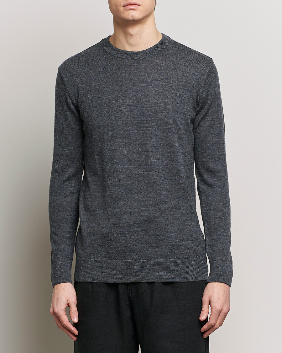 Herr |  | KnowledgeCotton Apparel | Regular Merino Knit Crew Neck Dark Grey Melange