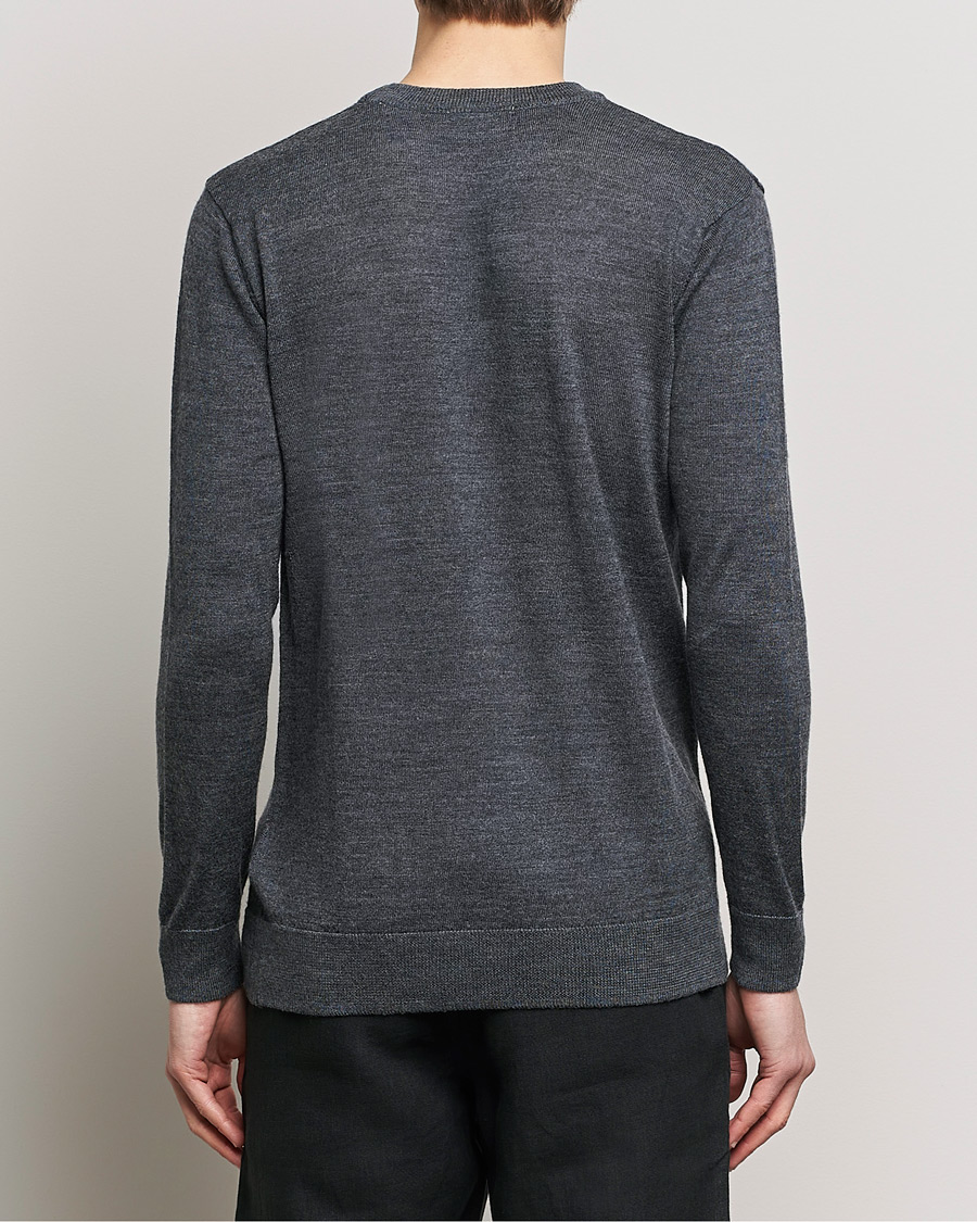 Herr | Tröjor | KnowledgeCotton Apparel | Regular Merino Knit Crew Neck Dark Grey Melange