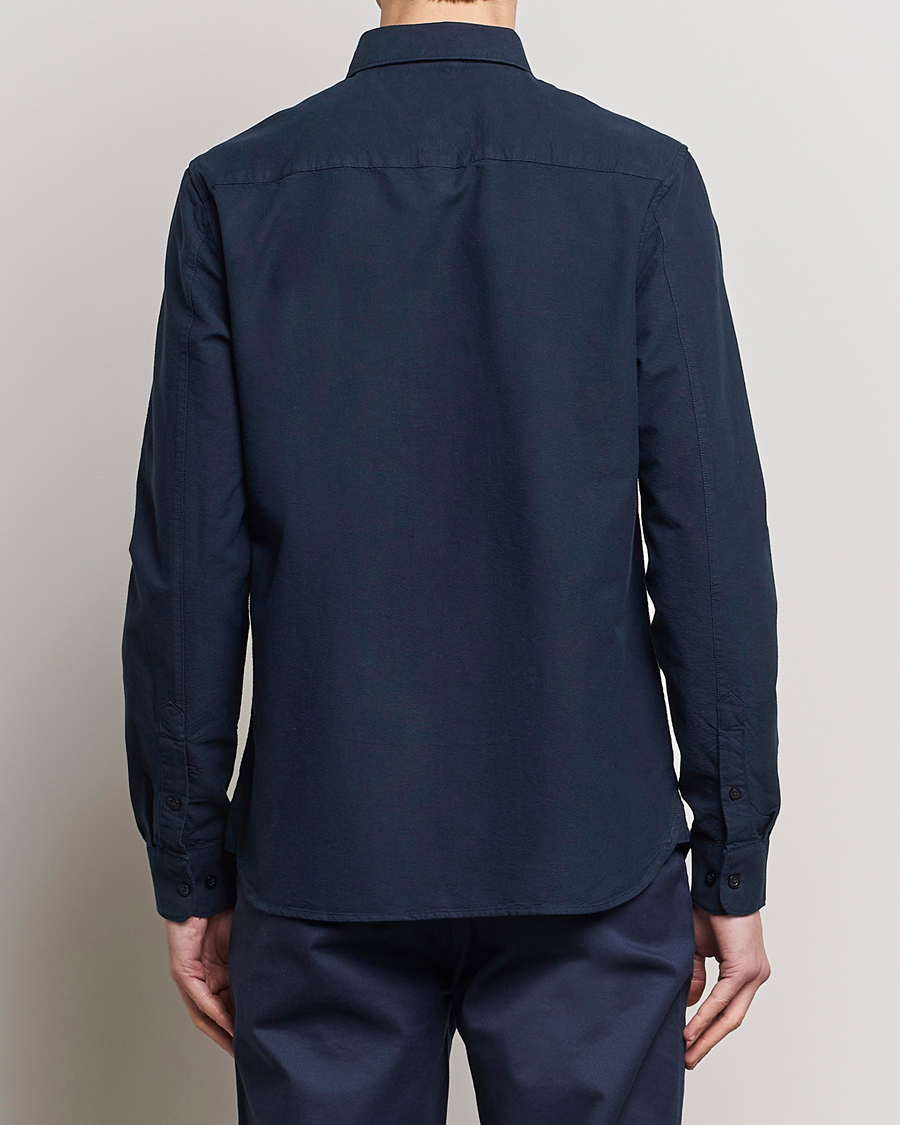 Herr | Skjortor | KnowledgeCotton Apparel | Harald Small Owl Regular Oxford Shirt Total Eclipse
