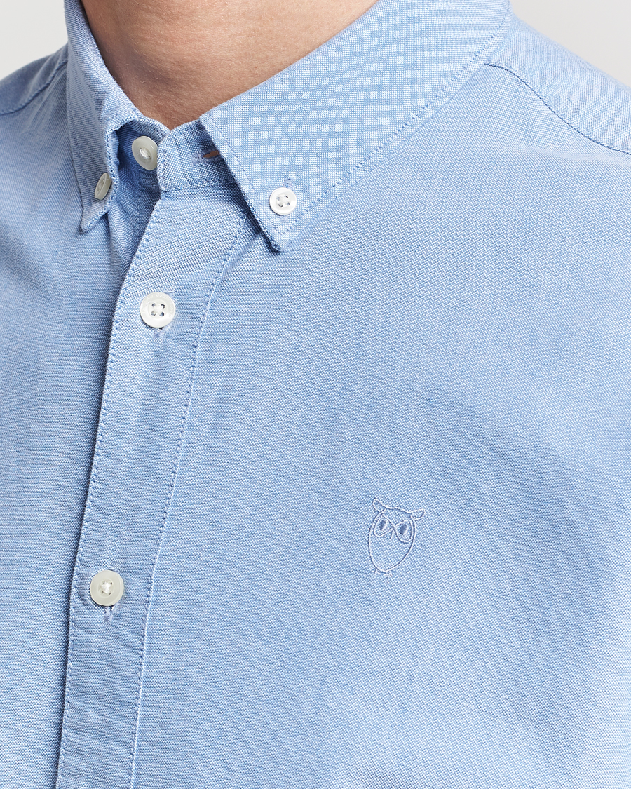 Herr | Skjortor | KnowledgeCotton Apparel | Harald Small Owl Regular Oxford Shirt Lapis Blue