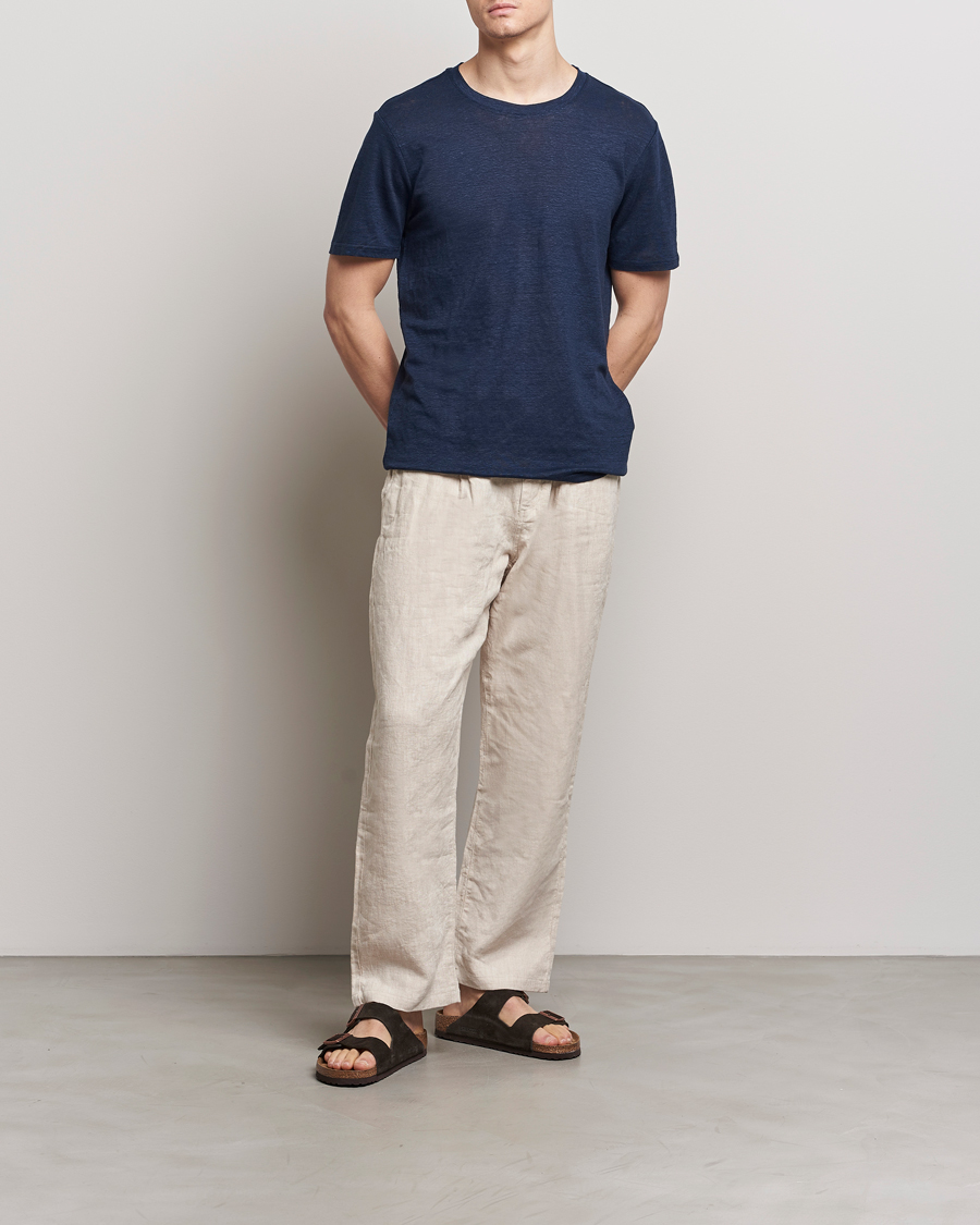 Herr | T-Shirts | KnowledgeCotton Apparel | Organic Linen T-Shirt Total Eclipse