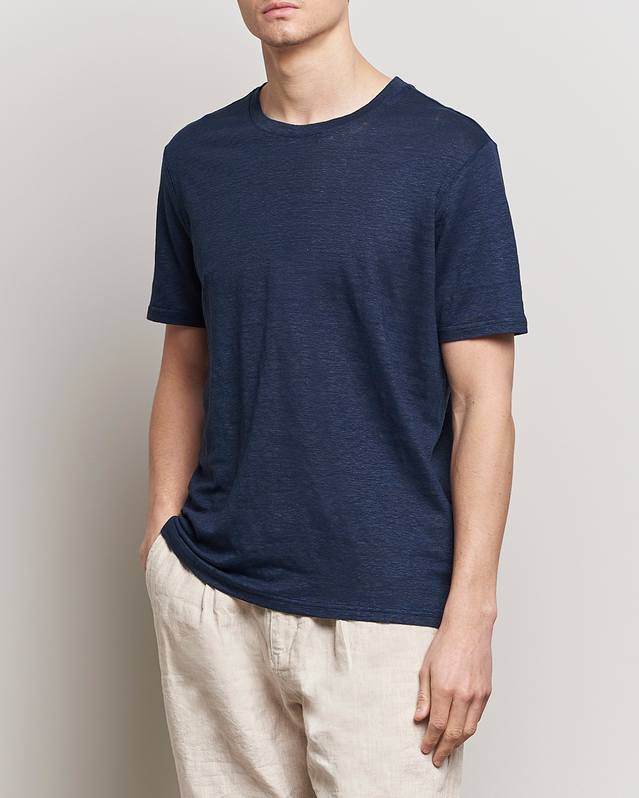 Herr | Kläder | KnowledgeCotton Apparel | Organic Linen T-Shirt Total Eclipse