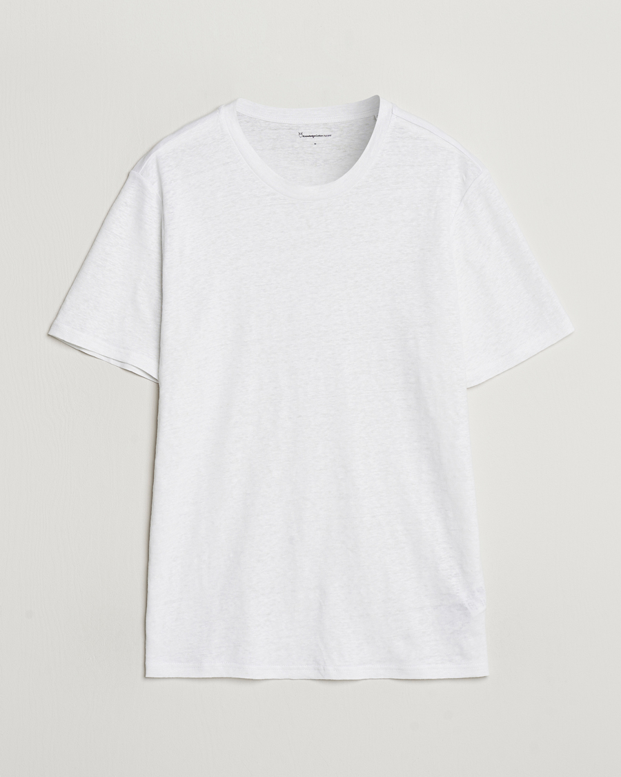 Herr | T-Shirts | KnowledgeCotton Apparel | Organic Linen T-Shirt Bright White