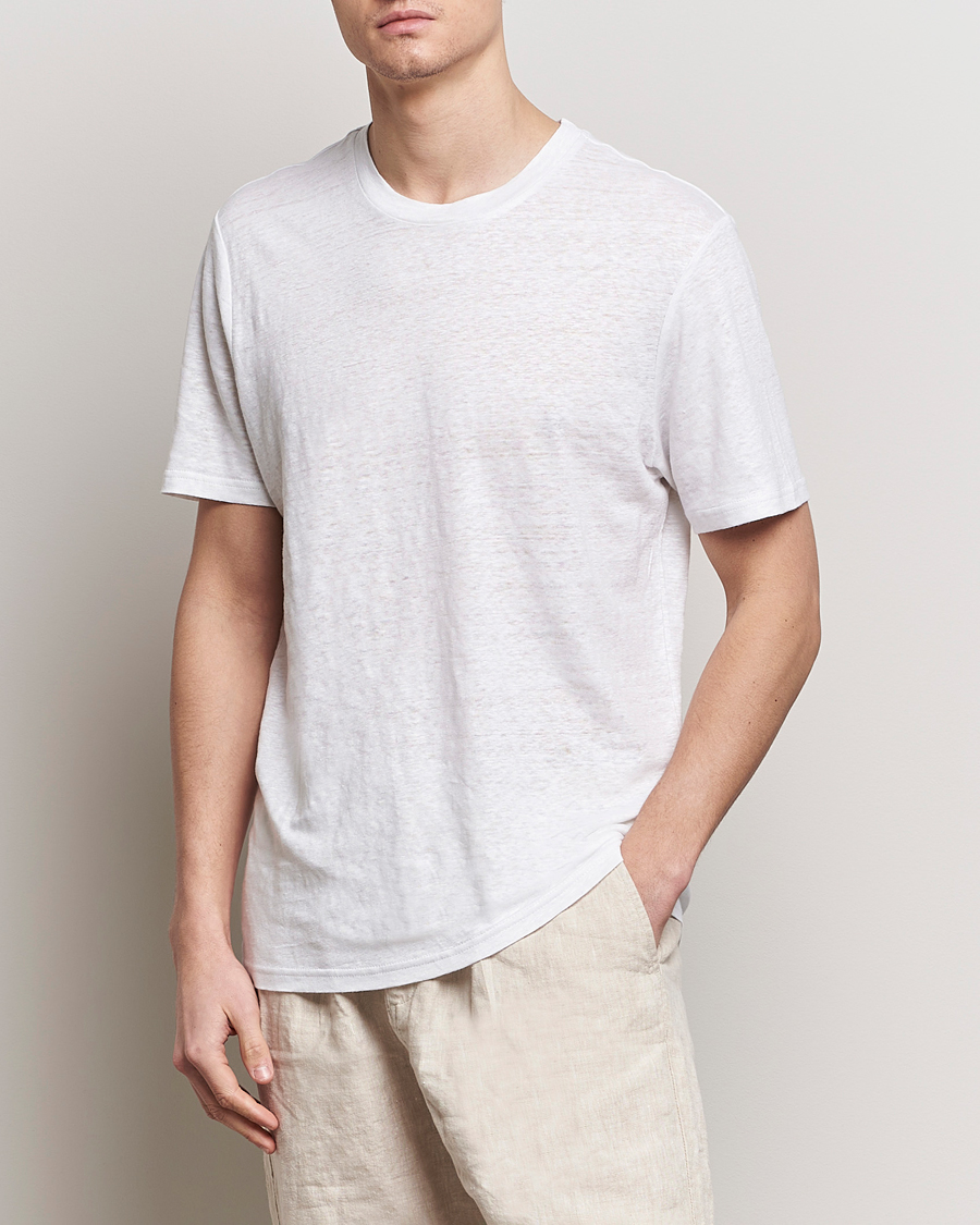 Herr | Kortärmade t-shirts | KnowledgeCotton Apparel | Organic Linen T-Shirt Bright White