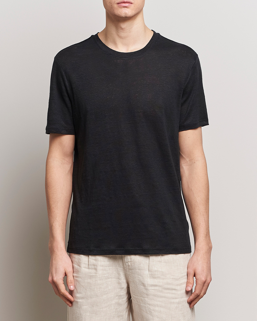 Herre | KnowledgeCotton Apparel | KnowledgeCotton Apparel | Organic Linen T-Shirt Jet Black