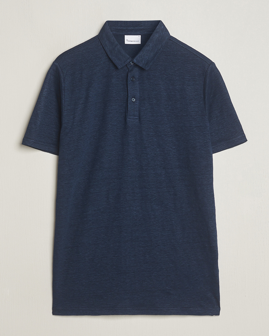 Herr | Pikéer | KnowledgeCotton Apparel | Regular Linen Polo Total Eclipse