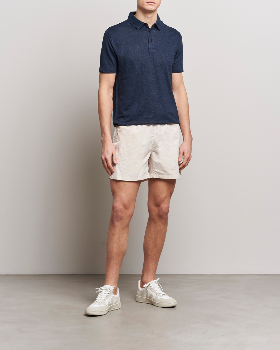 Herr | Pikéer | KnowledgeCotton Apparel | Regular Linen Polo Total Eclipse