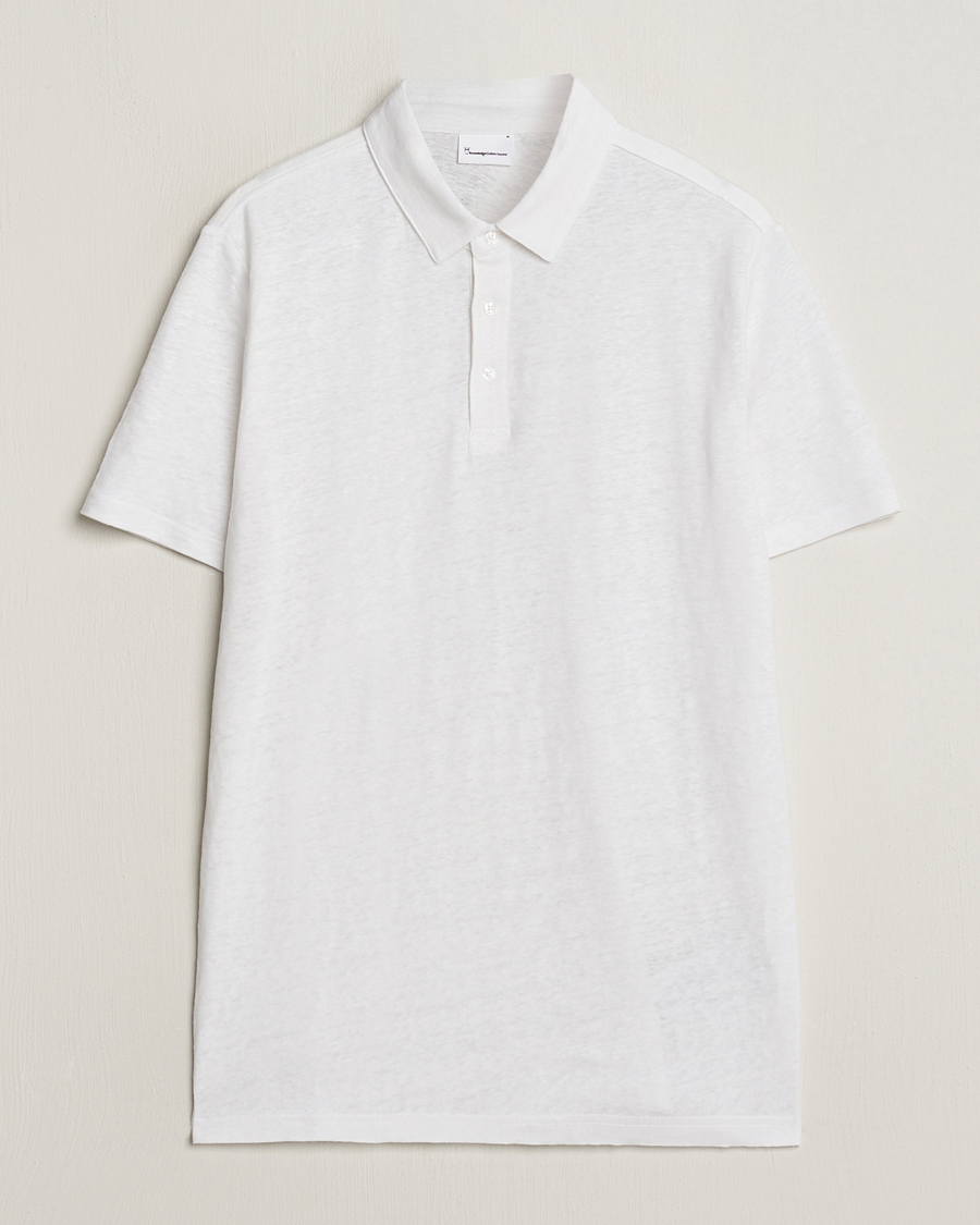 Herr | Pikéer | KnowledgeCotton Apparel | Regular Linen Polo Bright White
