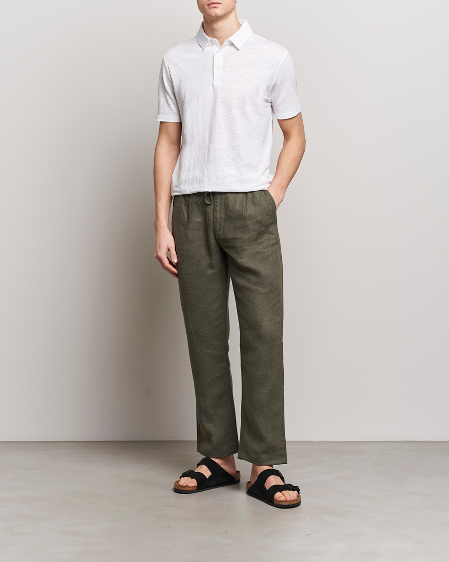 Herr | Pikéer | KnowledgeCotton Apparel | Regular Linen Polo Bright White