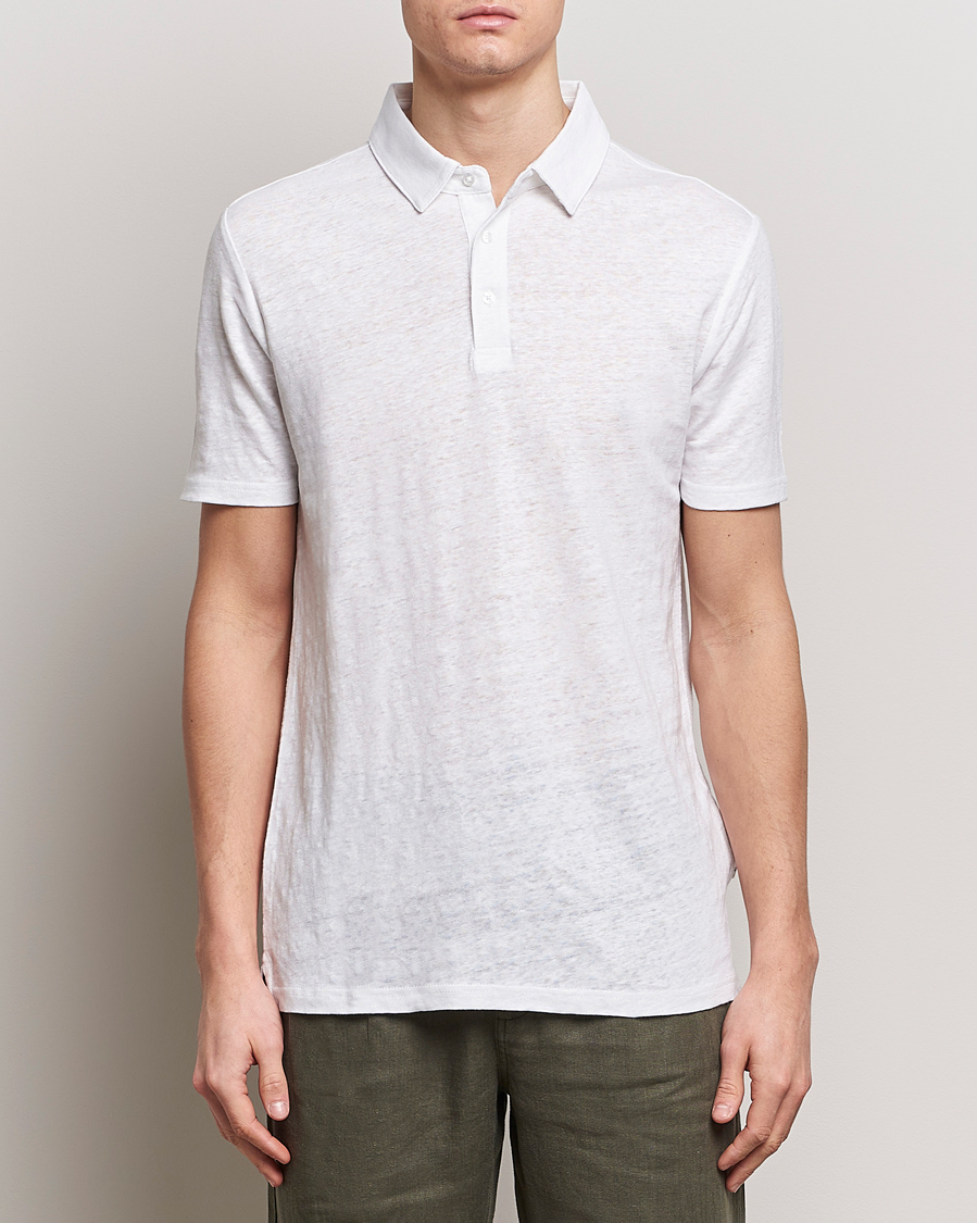 Herr | KnowledgeCotton Apparel | KnowledgeCotton Apparel | Regular Linen Polo Bright White