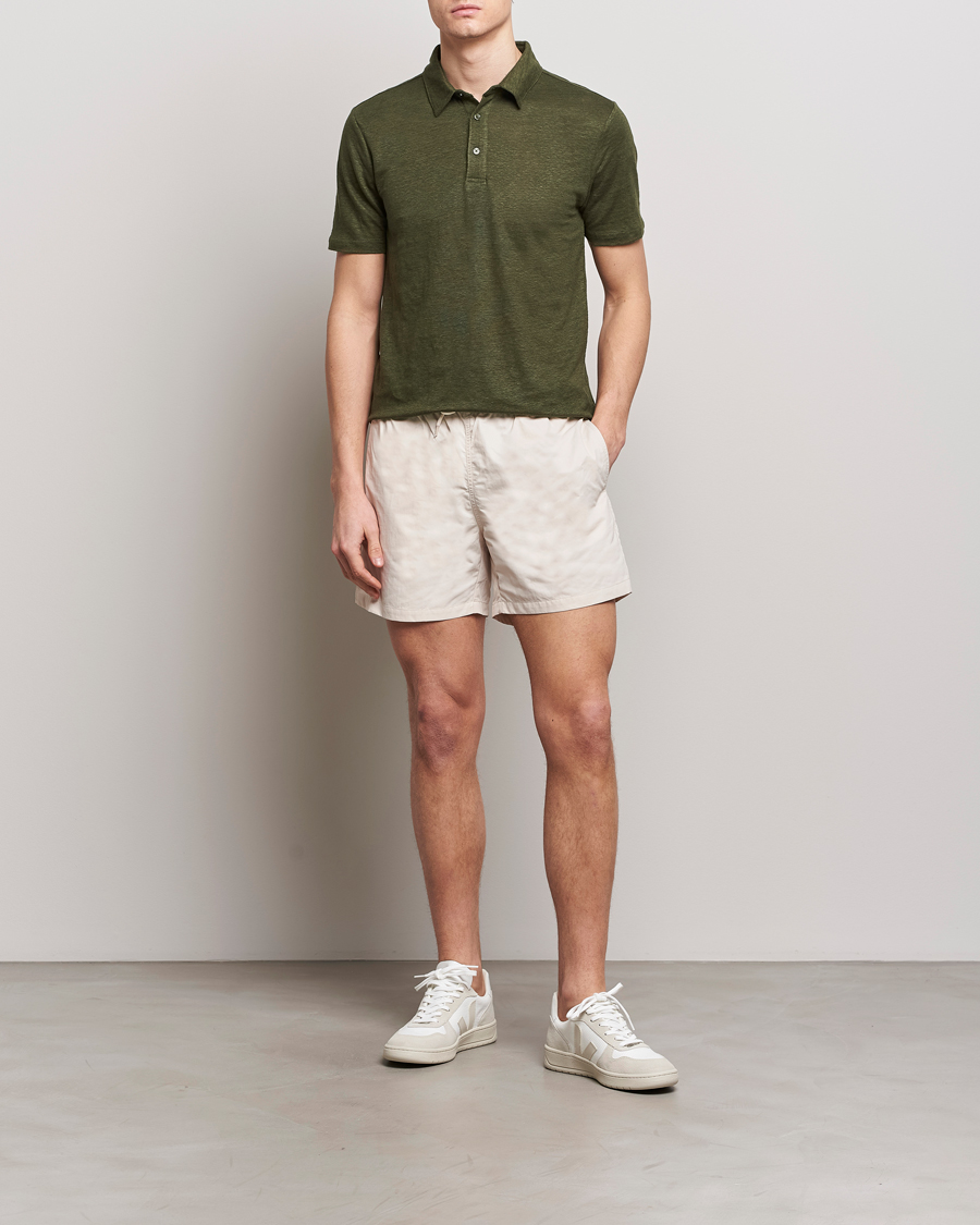 Herr | Pikéer | KnowledgeCotton Apparel | Regular Linen Polo Forest Night