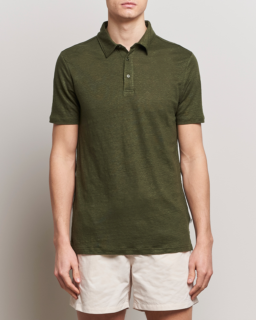 Herr |  | KnowledgeCotton Apparel | Regular Linen Polo Forest Night