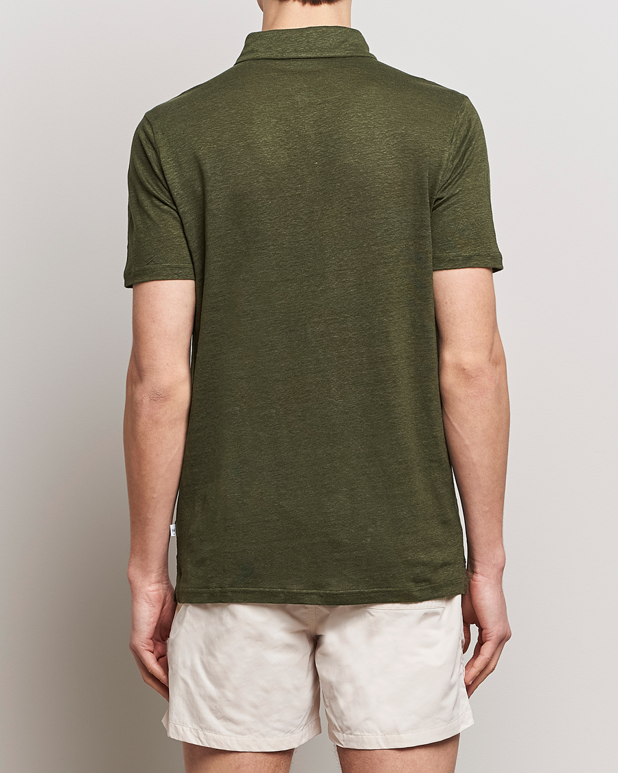 Herr | Pikéer | KnowledgeCotton Apparel | Regular Linen Polo Forest Night