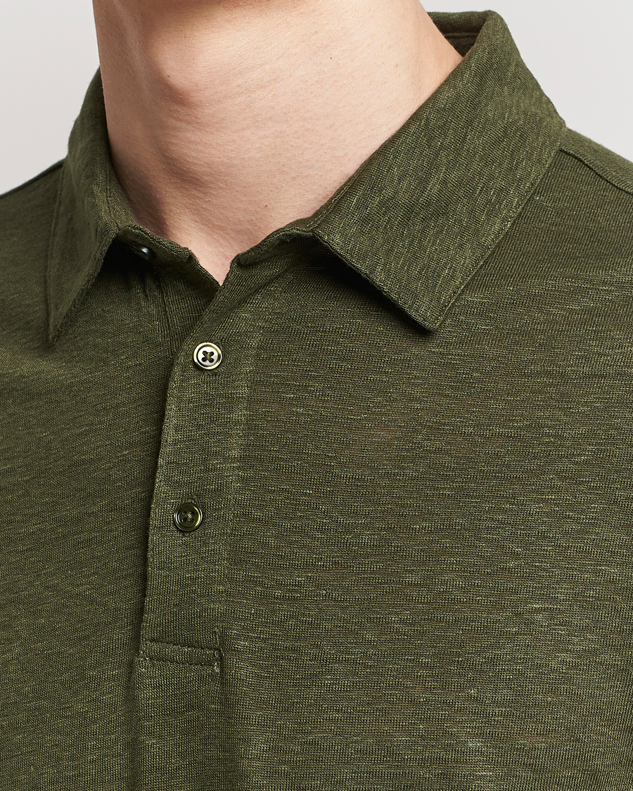 Herr | Pikéer | KnowledgeCotton Apparel | Regular Linen Polo Forest Night