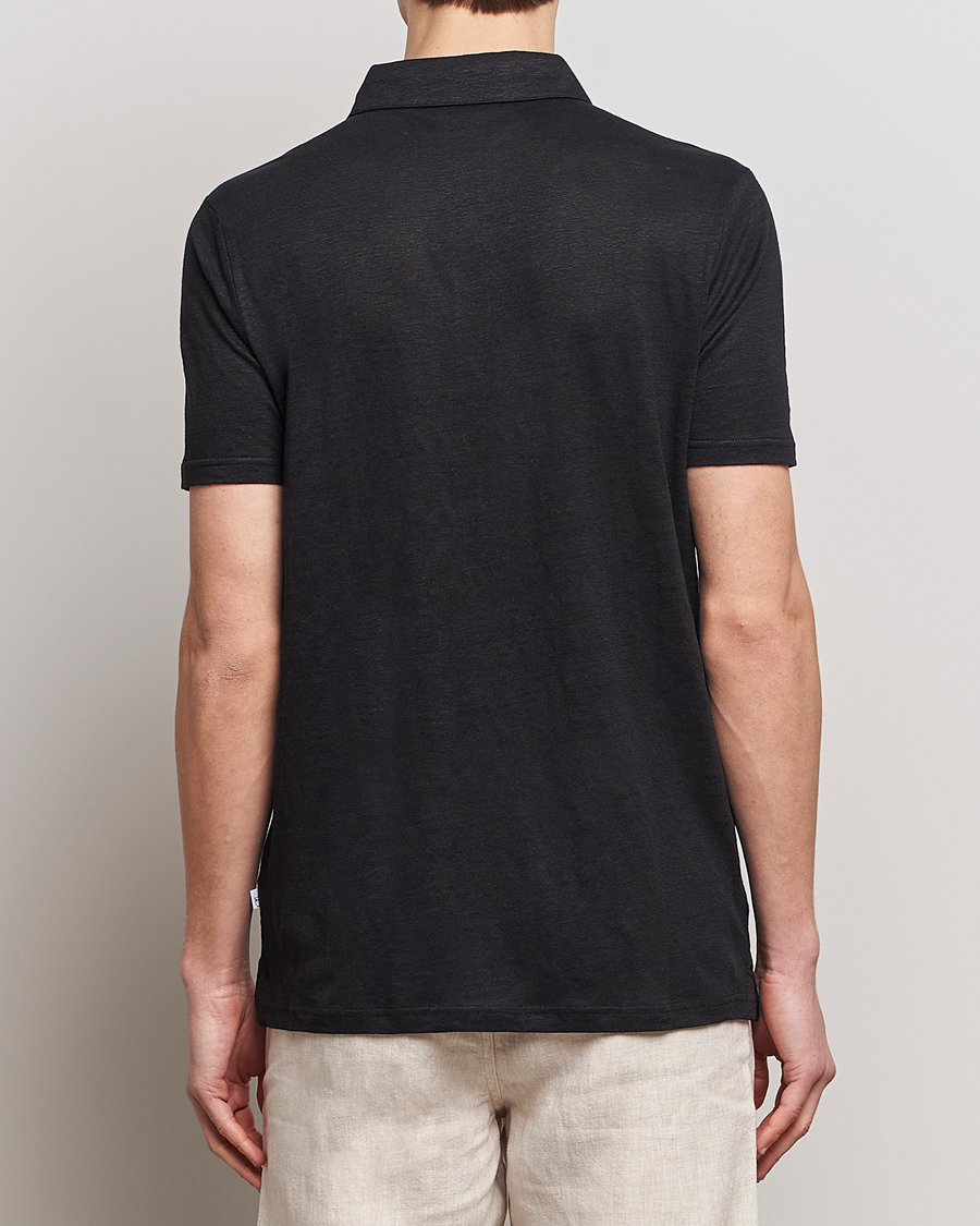 Herr | Pikéer | KnowledgeCotton Apparel | Regular Linen Polo Black