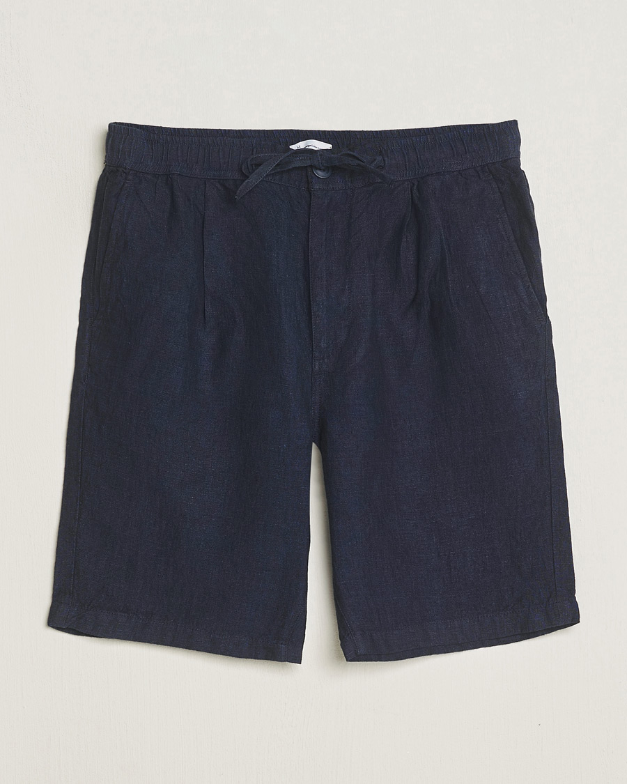 Herr | Shorts | KnowledgeCotton Apparel | Loose Linen Shorts Total Eclipse