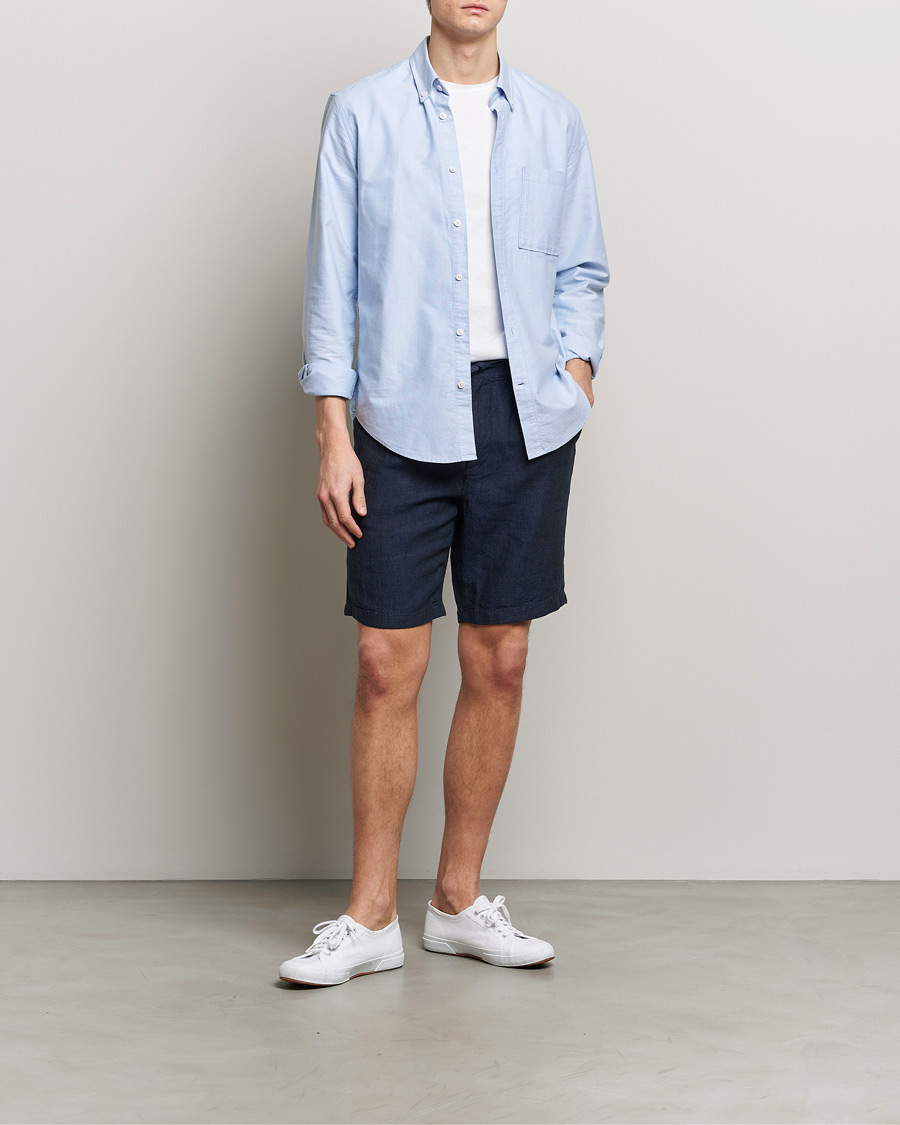 Herr | Shorts | KnowledgeCotton Apparel | Loose Linen Shorts Total Eclipse