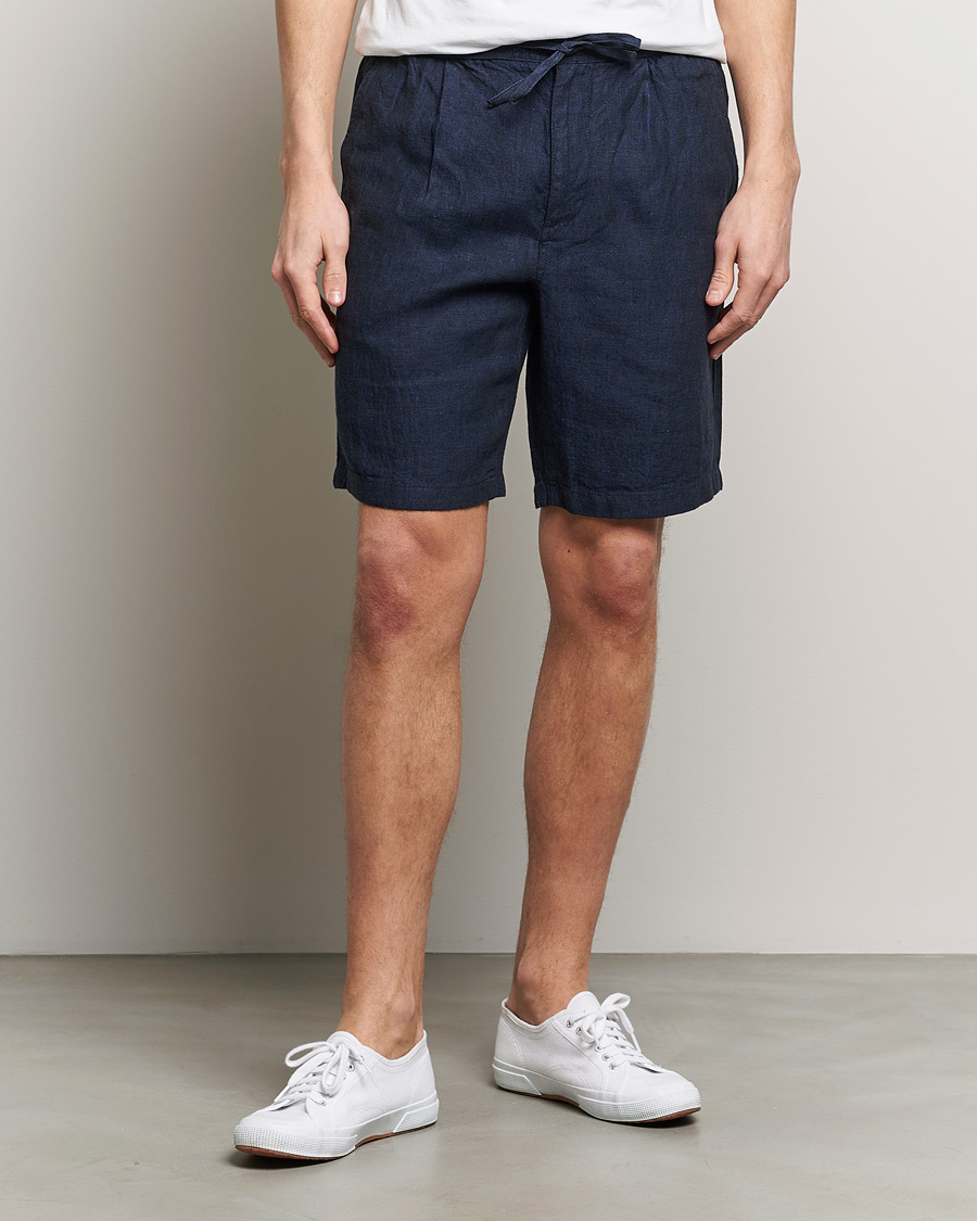Herre | Linshorts | KnowledgeCotton Apparel | Loose Linen Shorts Total Eclipse