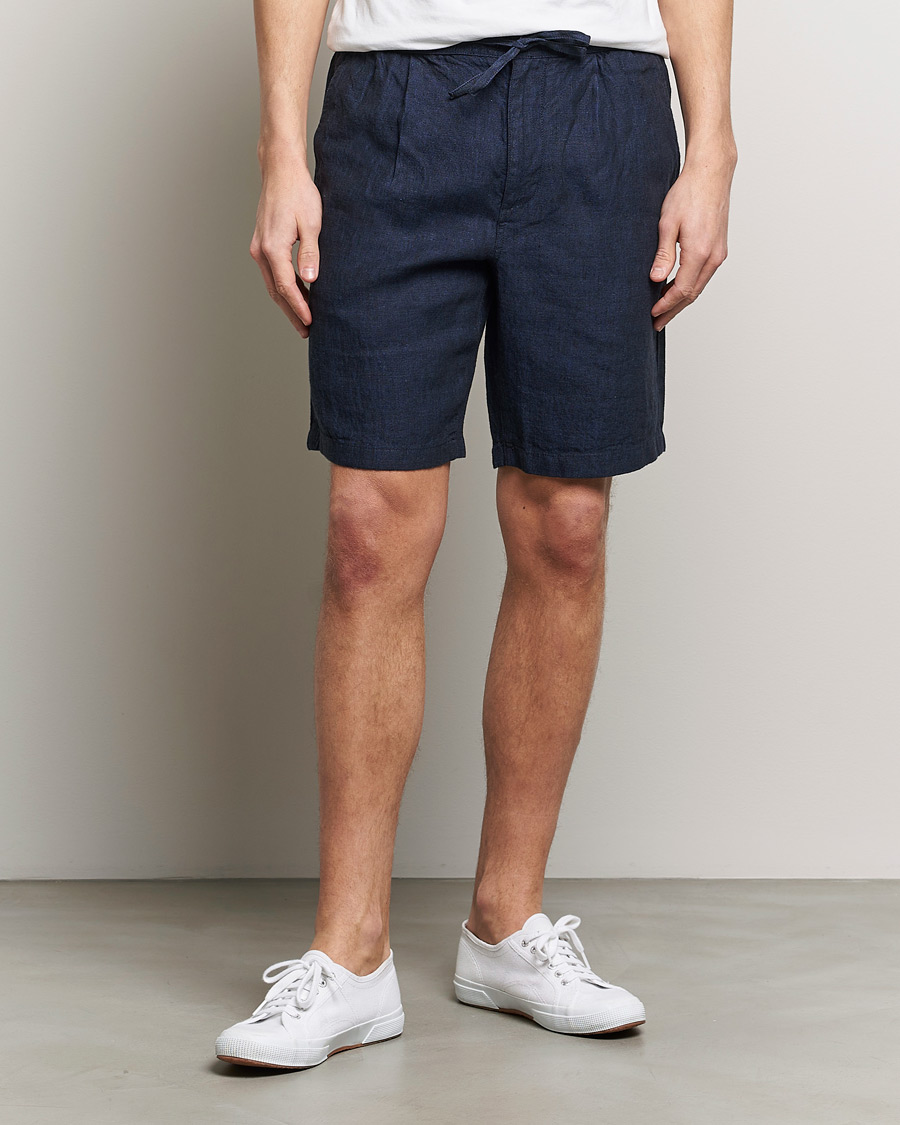 Herr | Shorts | KnowledgeCotton Apparel | Loose Linen Shorts Total Eclipse