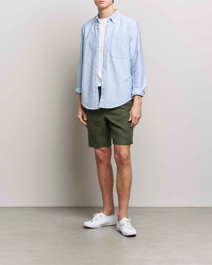 Herr | Shorts | KnowledgeCotton Apparel | Loose Linen Shorts Burnt Olive