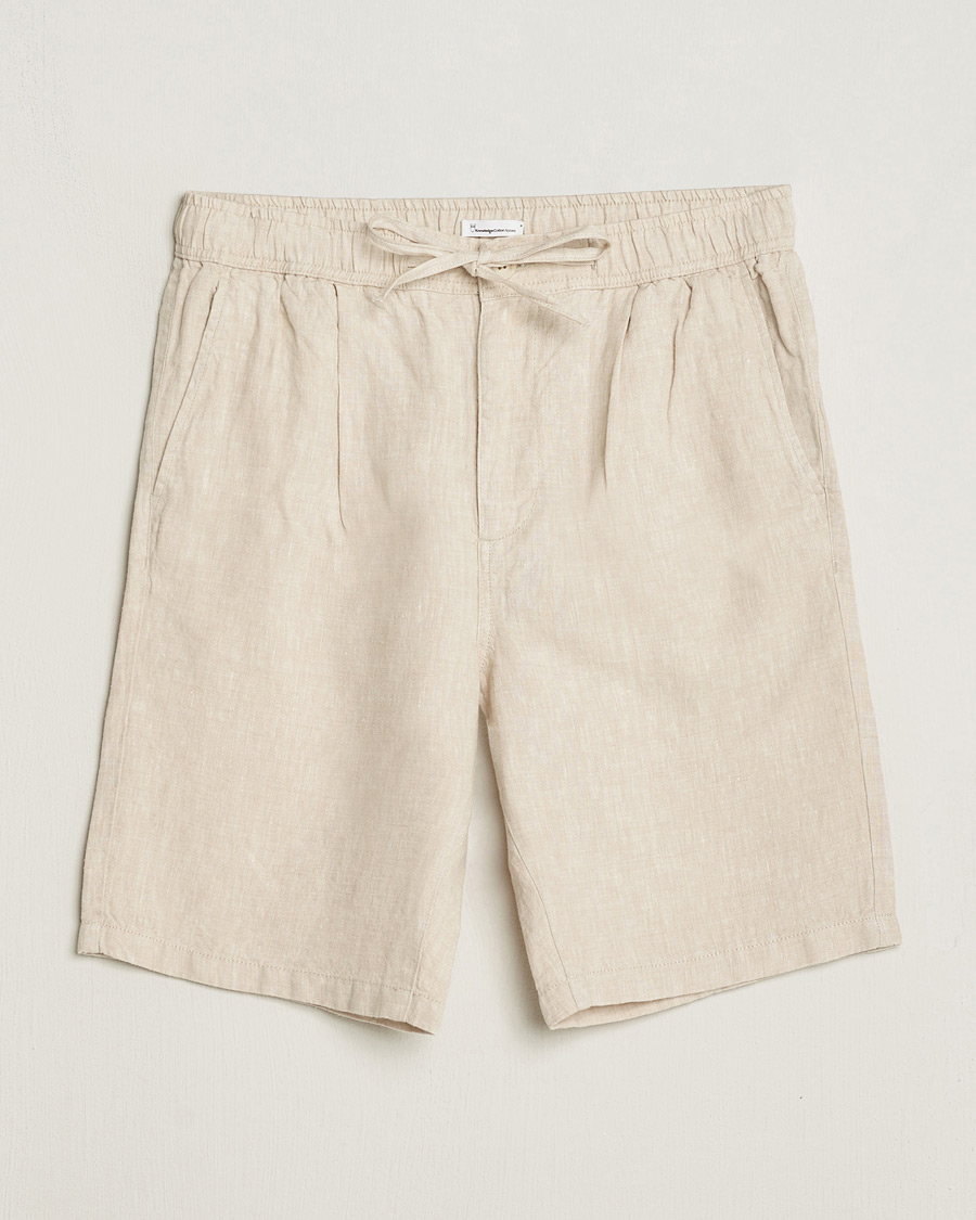 Herr | Shorts | KnowledgeCotton Apparel | Loose Linen Shorts Light Feather Grey