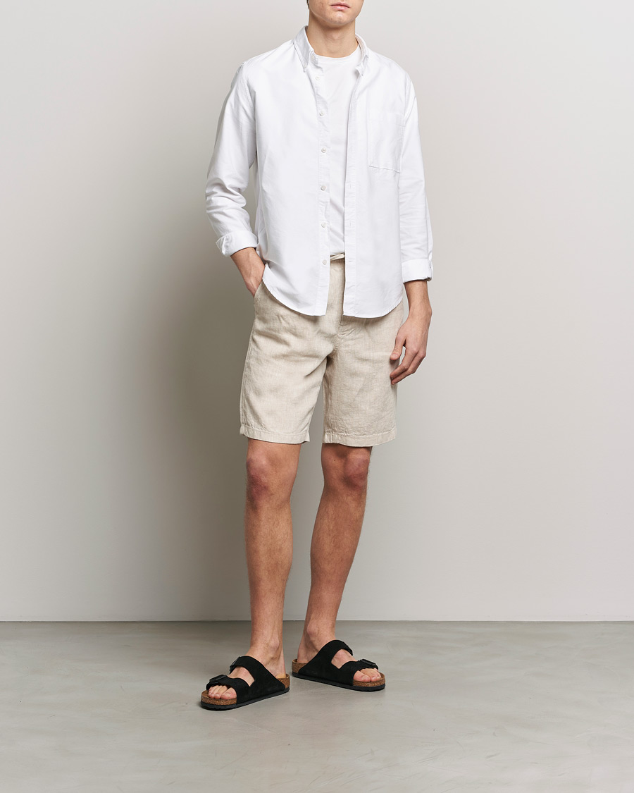 Herr | Shorts | KnowledgeCotton Apparel | Loose Linen Shorts Light Feather Grey