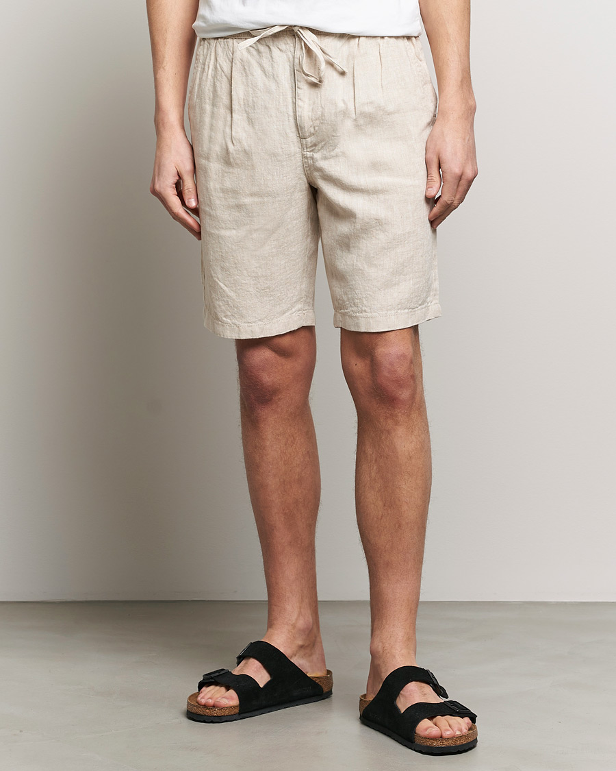 Herr | Shorts | KnowledgeCotton Apparel | Loose Linen Shorts Light Feather Gray