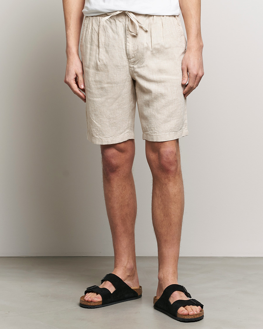 Herr | Linneshorts | KnowledgeCotton Apparel | Loose Linen Shorts Light Feather Gray