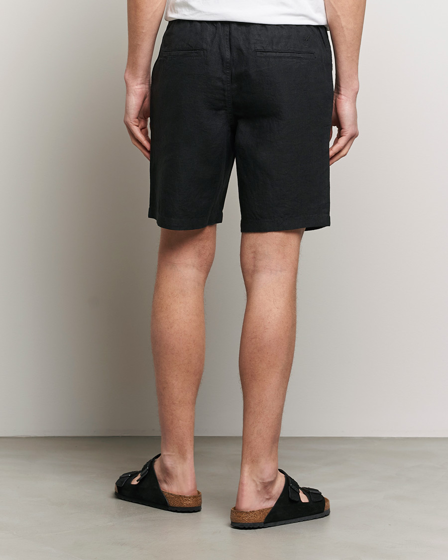 Herr | Shorts | KnowledgeCotton Apparel | Loose Linen Shorts Jet Black