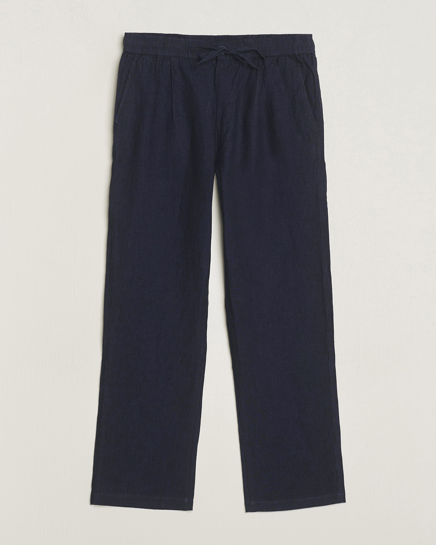 Herr | Byxor | KnowledgeCotton Apparel | Loose Linen Pants Total Eclipse