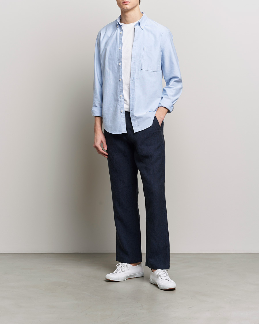 Herr | Byxor | KnowledgeCotton Apparel | Loose Linen Pants Total Eclipse