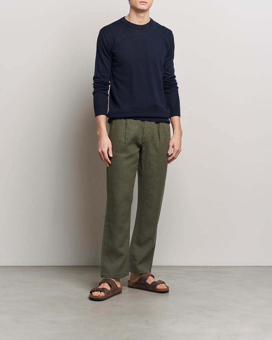 Herr | Byxor | KnowledgeCotton Apparel | Loose Linen Pants Burnt Olive