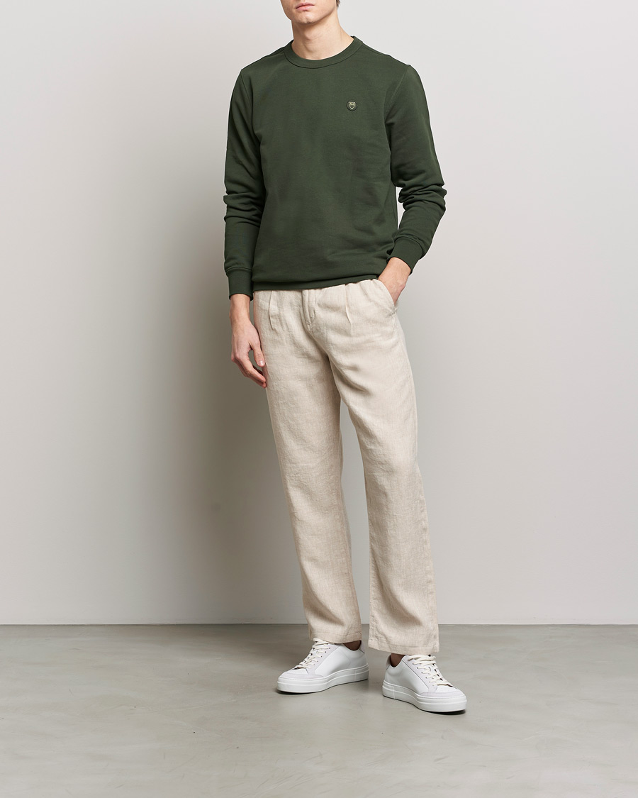 Herr | Byxor | KnowledgeCotton Apparel | Loose Linen Pants Light Feather Grey