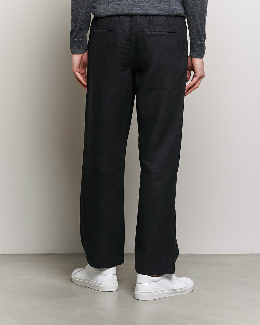Herr | Byxor | KnowledgeCotton Apparel | Loose Linen Pants Black