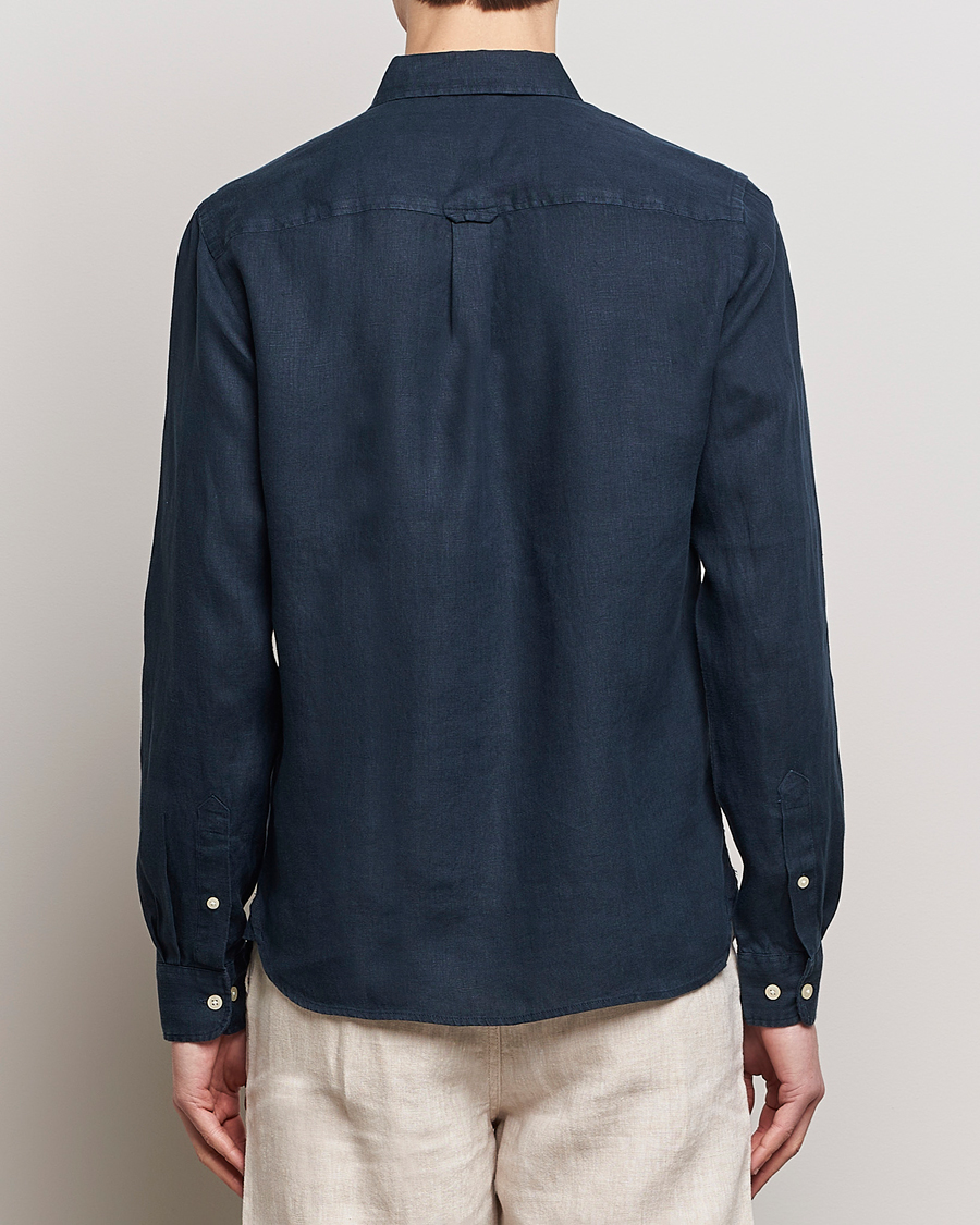 Herr | Skjortor | KnowledgeCotton Apparel | Regular Linen Shirt Total Eclipse