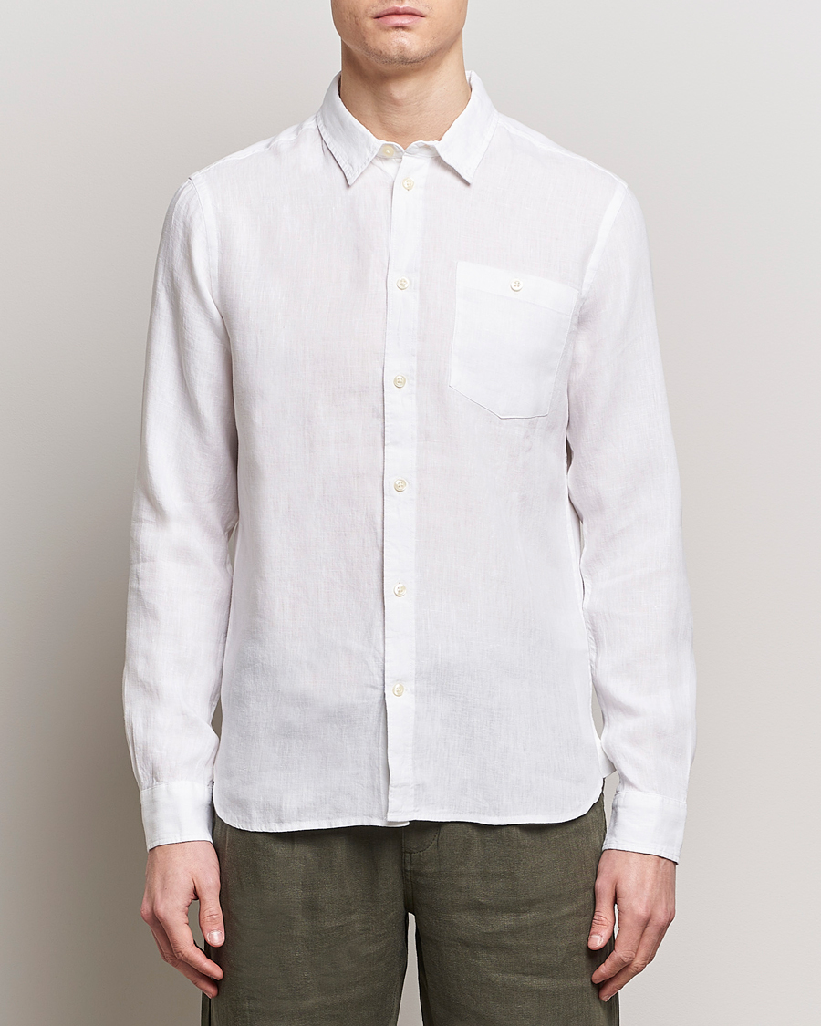 Herr | Kläder | KnowledgeCotton Apparel | Regular Linen Shirt Bright White