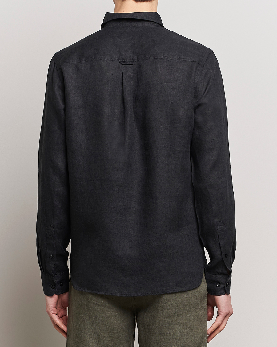 Herr | Skjortor | KnowledgeCotton Apparel | Regular Linen Shirt Black