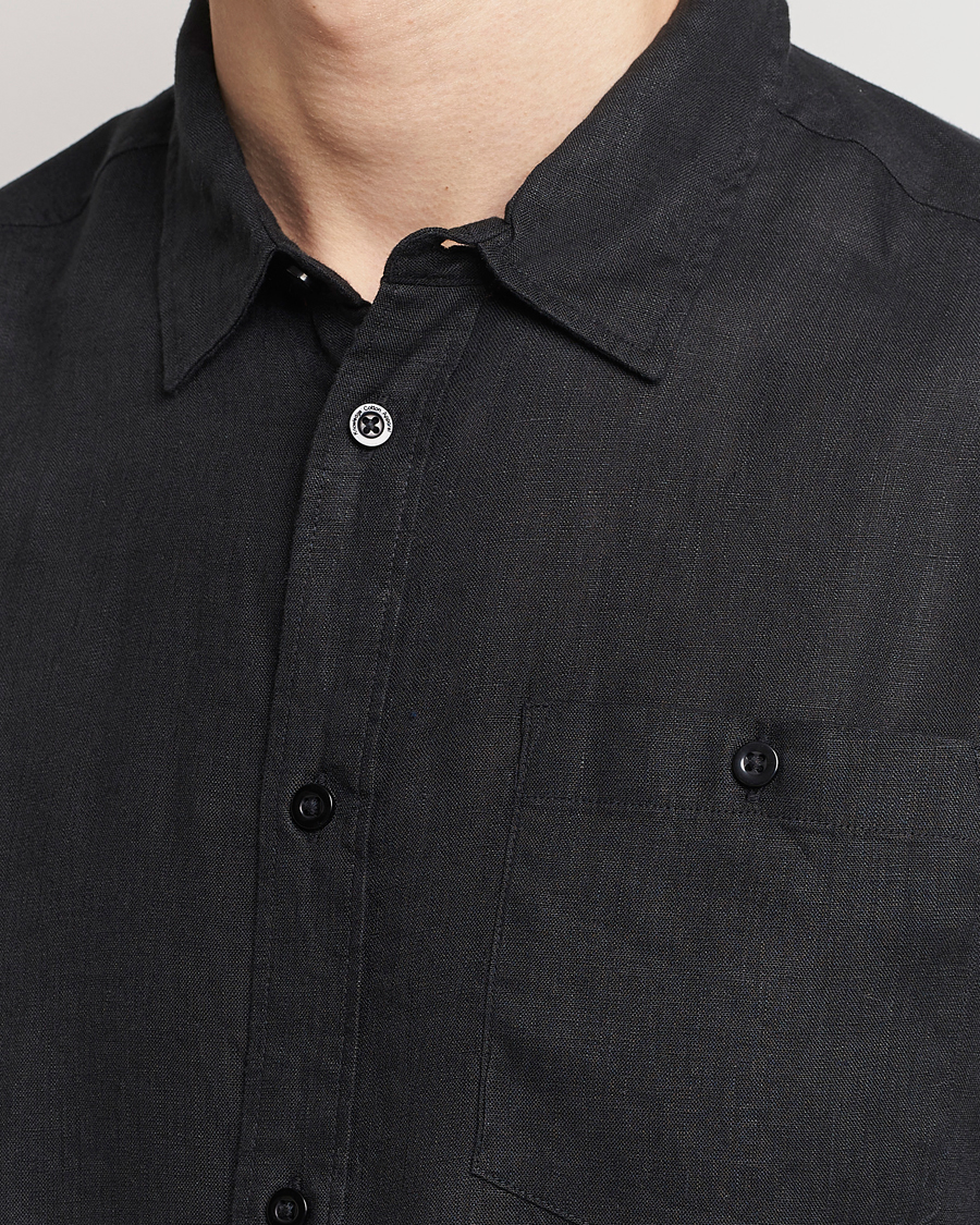 Herr | Skjortor | KnowledgeCotton Apparel | Regular Linen Shirt Black