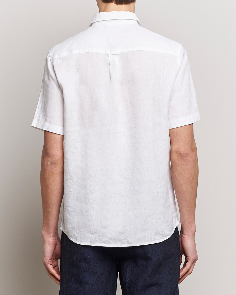 Herr | Skjortor | KnowledgeCotton Apparel | Regular Short Sleeve Linen Shirt Bright White