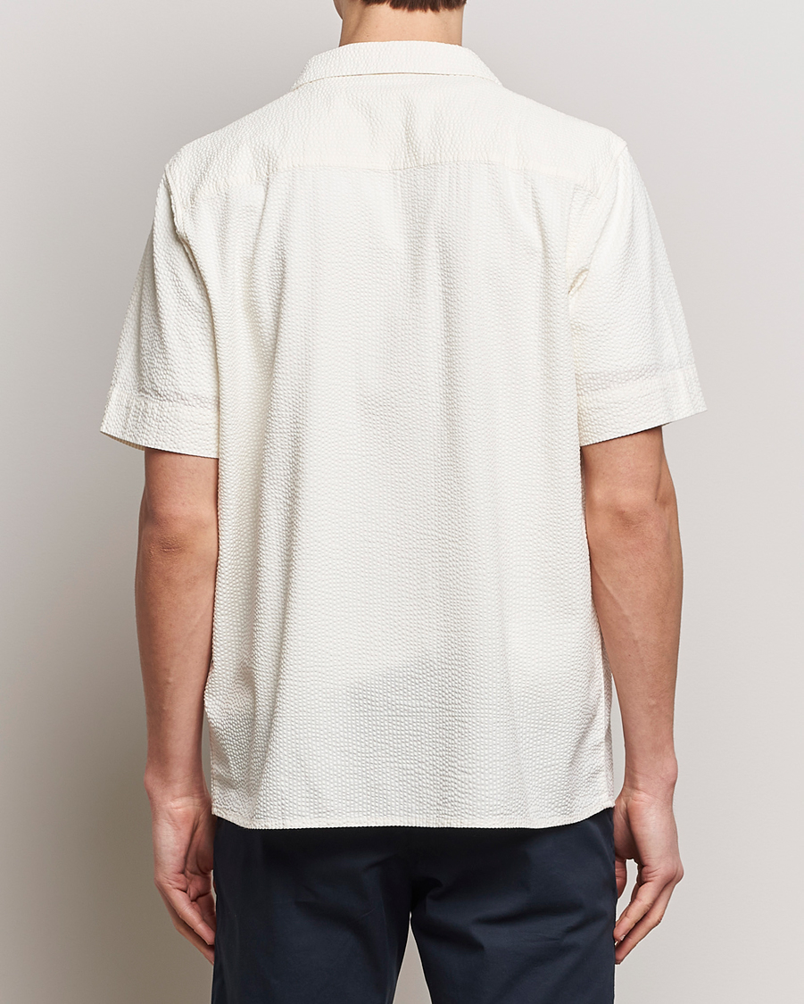 Herr | Skjortor | KnowledgeCotton Apparel | Short Sleeve Seersucker Shirt Egret