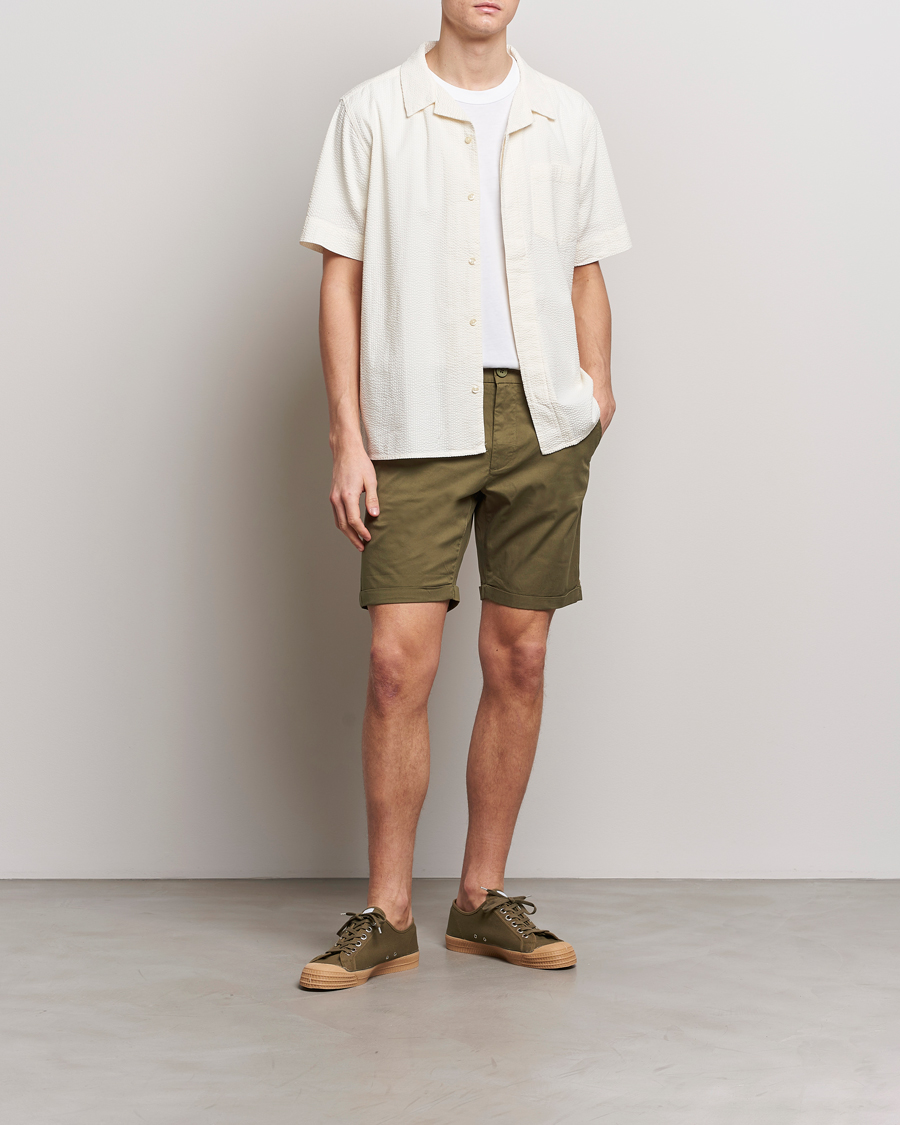Herr | Shorts | KnowledgeCotton Apparel | Regular Chino Poplin Shorts Burned Olive