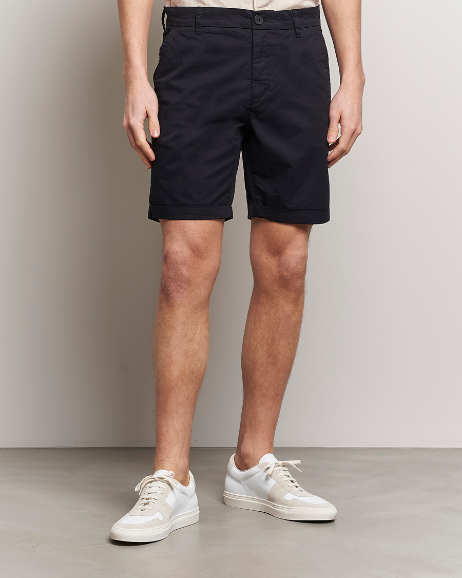 Herr | Shorts | KnowledgeCotton Apparel | Regular Chino Poplin Shorts Jet Black