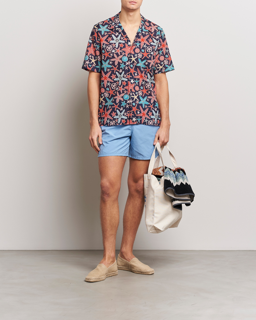 Herr | Skjortor | Vilebrequin | Charli Cotton/Linen Short Sleeve Shirt Bleu Marine